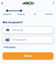 Anleitung ARCD-Pannenhilfe App Funktion Panne Schritt 1.