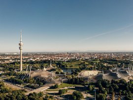 Luftaufnahme vom Olympiapark in München
