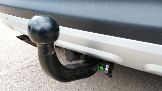 Nahaufnahme einer Anhängerkupplung.