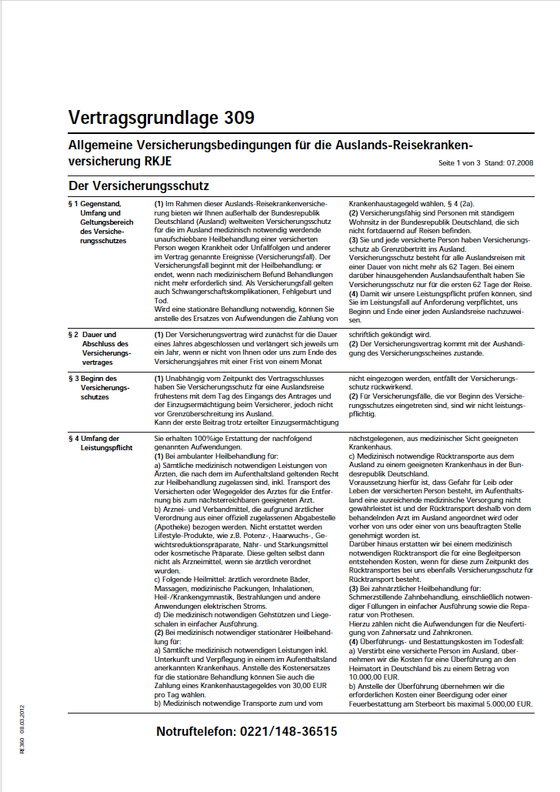 Download Versicherungsbedingungen Reise-Krankenversicherung.