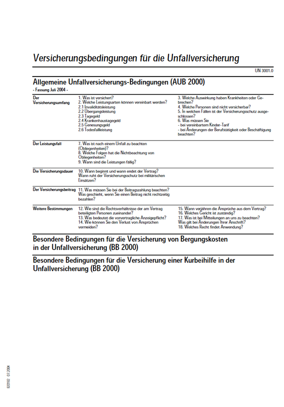 Download Versicherungsbedingungen Unfallversicherung.