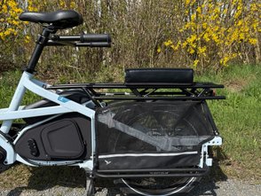Ausklappbare Trittbretter am Heck des Tern Quick Haul Long.