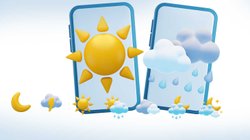 Grafik mit zwei Handys, eins mit Sonne und ein mit einer Regenwolke.