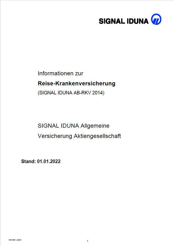 Download Versicherungsbedingungen Reise Krankenversicherung.