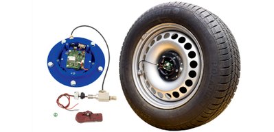 Reifen mit einem akustischen Torus-Messgerät.