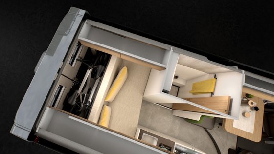 Bürstner Papillon Computer-Skizze Innenraum.