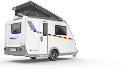 Easy Caravanning GetAway mit aufgeklapptem Dach.