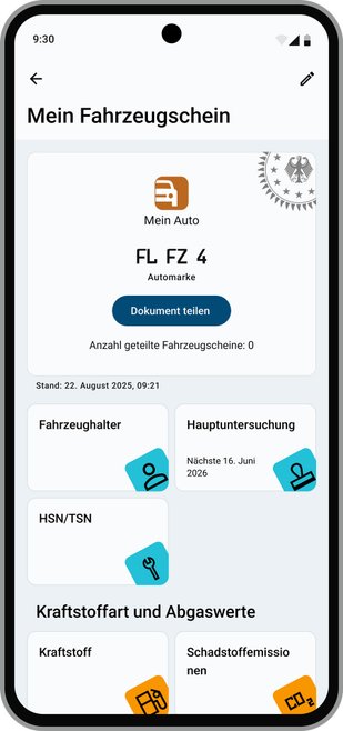 Detailseite der i-Kfz-App