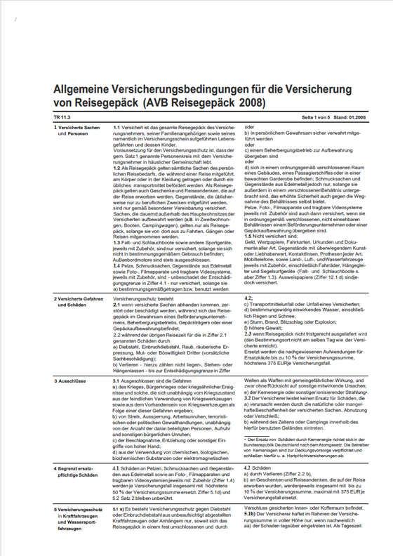 Download Versicherungsbedingungen Reise-Gepaeckversicherung.