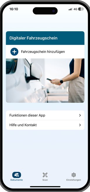 Übersichtsseite der i-Kfz-App 
