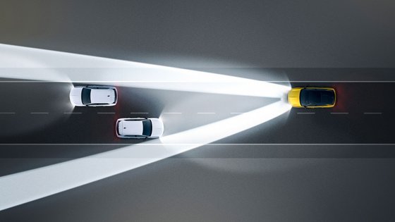 Grafik, die zeigt wie die Opel Scheinwerfer das Licht ausstrahlen.