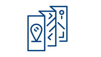 Icon einer reduzierte Karte mit Pin-Symbol.