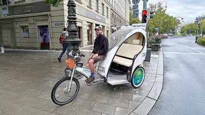 Fahrrad-Taxi während der IAA 2025 in der Münchner Innenstadt.