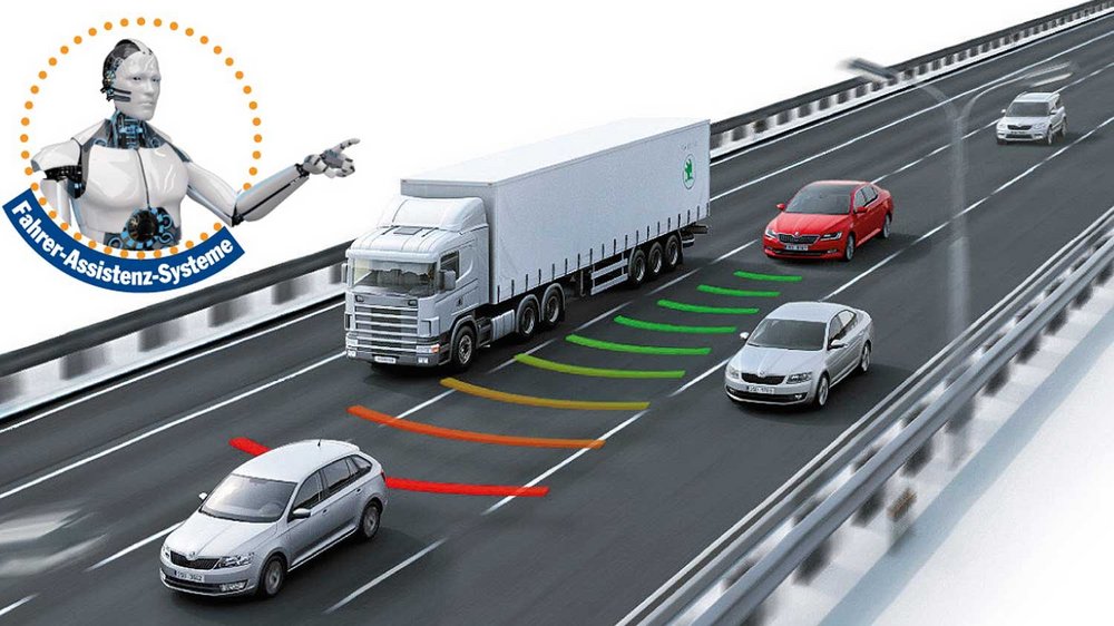 Sie Fahren Ein Langsameres Fahrzeug Automatische Distanzregelung